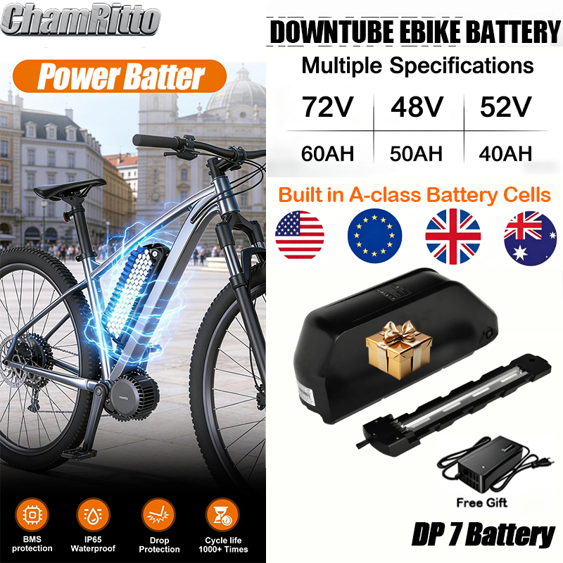 72V 50Ah 21700 Lithium Battery - Electric bicycle bike battery Downtube Hailong