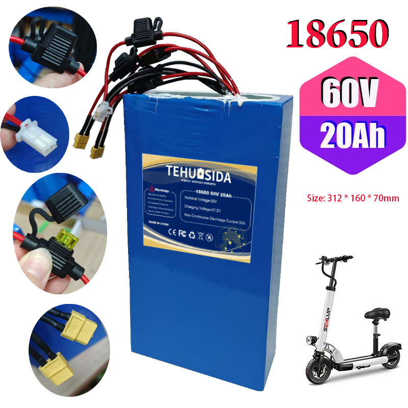 60V 50Ah Electric Scooter Battery - 60V 20Ah 18650 16S6P Lithium Battery