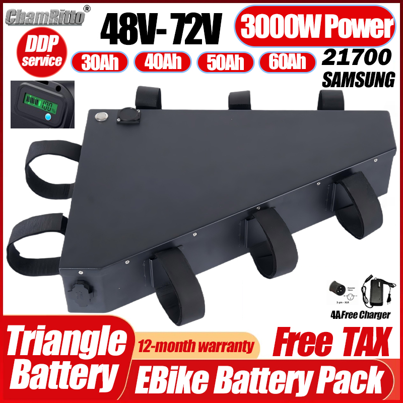 Electric Bicycle 36v 48v 52v 2 - 72V 50Ah 21700 Lithium Battery 评论和价格